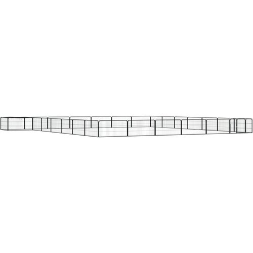  Ograda za pse s 28 panela crna 100 x 50 cm čelik obložen prahom Slike