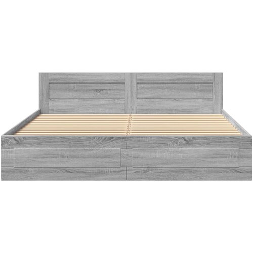 Okvir za krevet s uzglavljem boja hrasta 200x200 cm drveni Siva 200 x 200 cm Slike