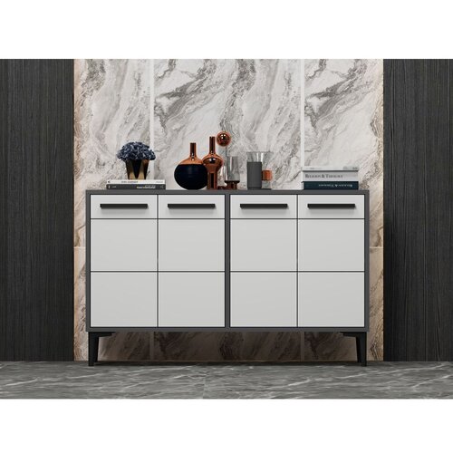 Woody Fashion TV polica Stria Anthracite White Cene