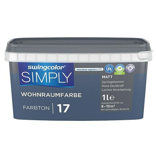 SWINGCOLOR Boja za zid Simply (Plava – br. 17, Mat, 1 l) Cijene