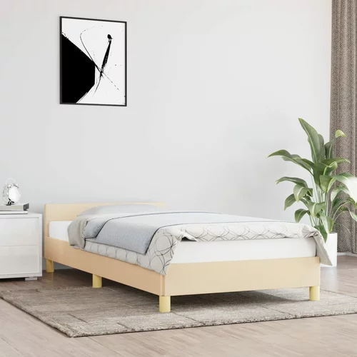 vidaXL okvir za krevet s uzglavljem krem 100x200 cm od tkanine