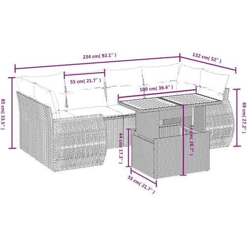 vidaXL 7-dijelni set vrtnih sofa od poliratana s jastucima crni Cijene