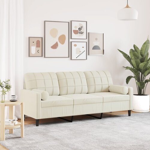 vidaXL Kavč trosed z okrasnimi blazinami krem 180 cm žamet Cene
