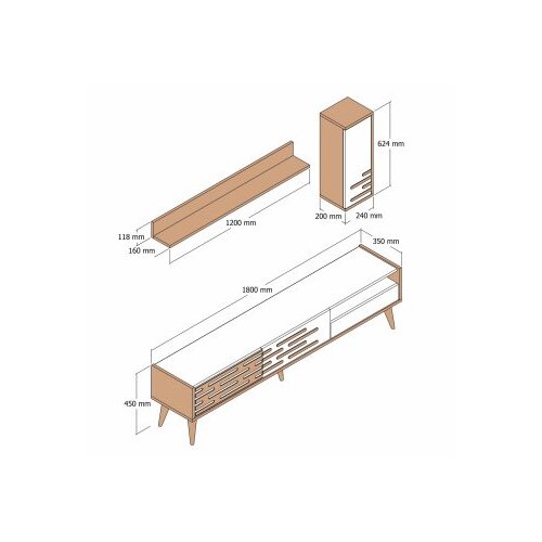Hanah home valensiya - walnut, cream walnutcream tv unit Slike