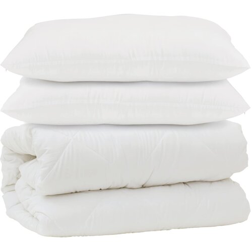 vidaXL Odeja z blazino 3 pcs Bela Mikrofibra, (5000148165) Cene