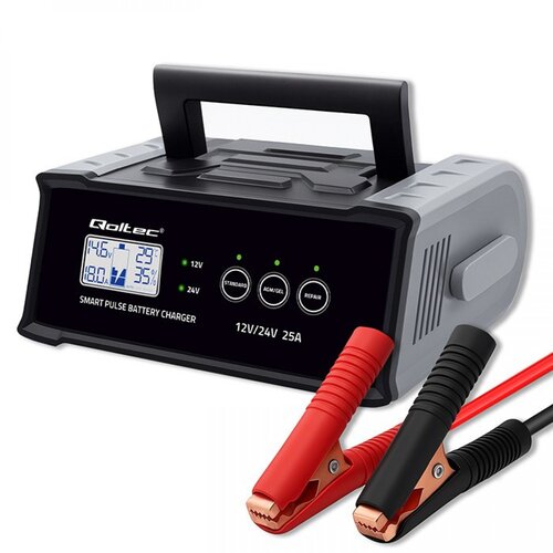 Qoltec Inteligentna mikroprocesorowa ładowarka 12V 24V 25A| Prostownik z funkcją naprawy do akumulatora AGM GEL SLA | LCD Cijene