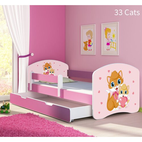  Otro&scaron;ka postelja ACMA z motivom, stransko roza + predal 160x80 cm 33 Cats Cene
