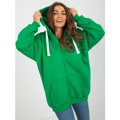 Fashion Hunters Green oversize basic zipper sweatshirt