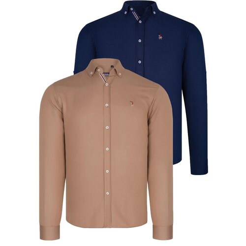 Dewberry DUAL SET G674 MENS SHIRT-NAVY BLUE-CAMEL Cijene