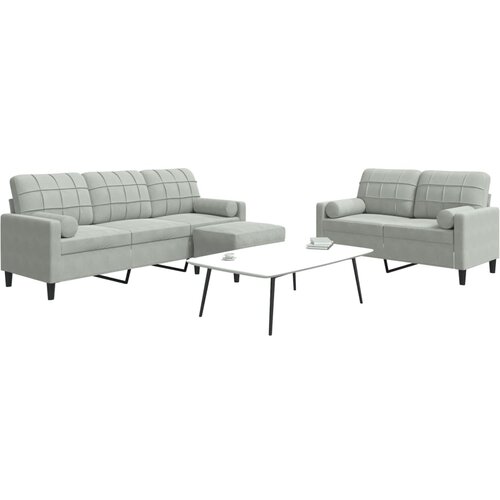  3-dijelni set sofa s jastucima svjetlosivi bar&scaron;unasti Cijene