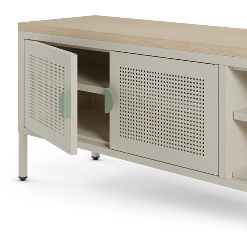 Marckeric Kremno bela/v naravni barvi kovinska TV omarica 160x50x35 cm Sayla &amp;ndash; Slike