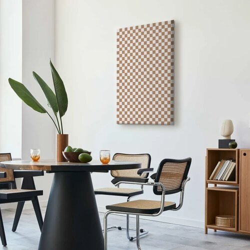  Slika - Checkerboard Pattern - Brown-White Grid with a Subtle Noise 20x30 Na talijanskom platnu Slike