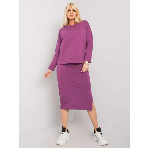 Fashionhunters Mayday purple sweatshirt set with sweatshirt and skirt
