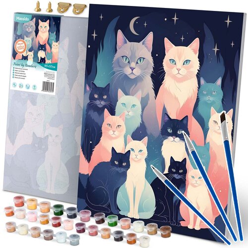 Massido Paint by Numbers Kit - 40x50 cm Cats for Creative Fun, (21738655) Cene