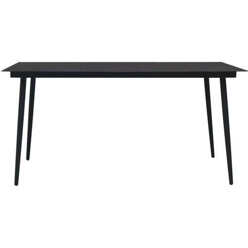  Vrtni blagovaonski stol crni 150 x 80 x 74 cm čelik i staklo Slike