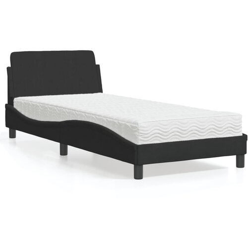 VidaXL Postelja z vzmetnico črna 90x200 cm žamet Slike