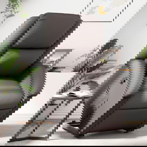 vidaXL Naslanjač s funkcijo vstajanja temno rjavo pravo usnje Cene