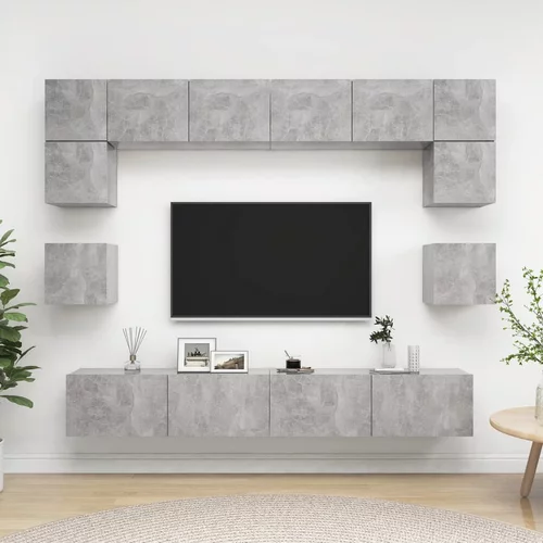  8-dijelni set TV ormarića siva boja betona od iverice