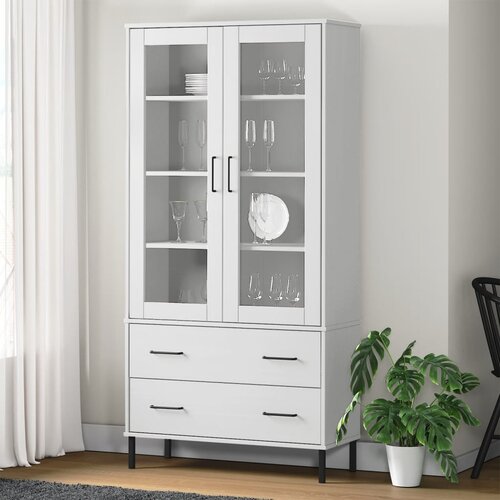VidaXL Knjižna omara z nogami bela 85x35x172,5 cm trden les OSLO Slike