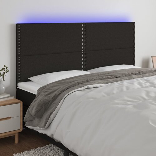vidaXL LED posteljno vzglavje črno 160x5x118/128 cm blago Cene