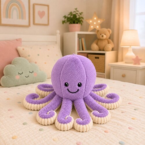  Plush Octopus Plush Toy Cuddly Toy with Elastic Tentacles Purple 30 cm Slike