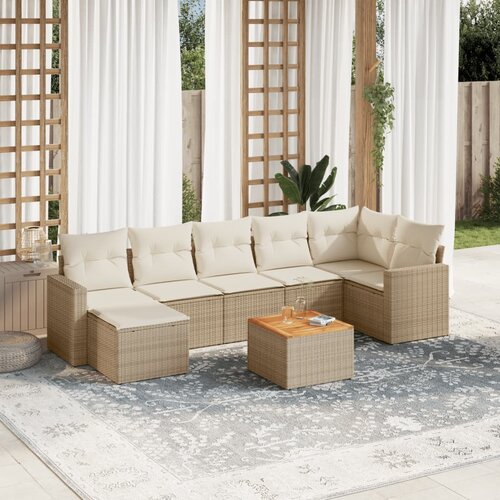 vidaXL 8-dijelni set vrtnih sofa od poliratana s jastucima bež Cijene
