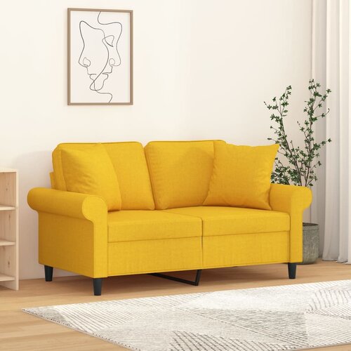 VidaXL Okrasna blazina 2 kosa svetlo rumena 40x40 cm blago Slike