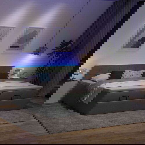 vidaXL Otomanski okvir kreveta s madracima tamnosivi 200x200cm tkanine Cijene