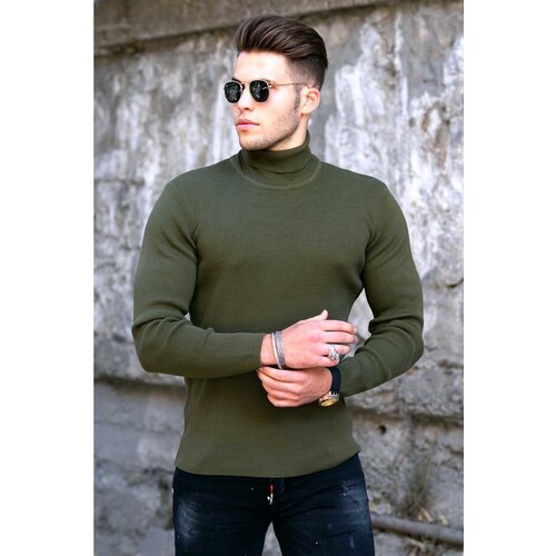 Madmext Khaki Turtleneck Men&amp;#039;s Sweater 4712 Slike