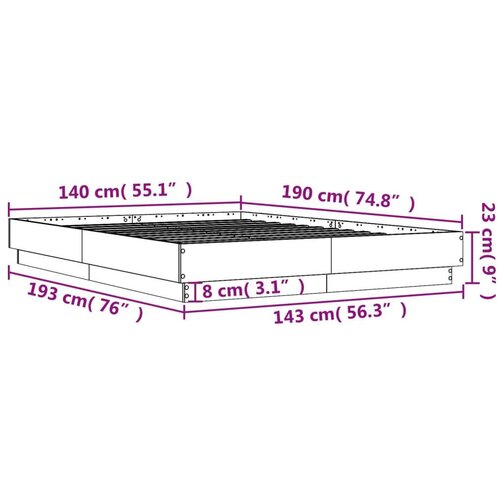 VidaXL okvir za krevet boja hrasta 140x190 cm od konstruiranog drva Slike