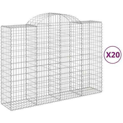 vidaXL Obokane gabion košare 20 kosi 200x50x140/160cm pocinkano železo, (21000433) Cene