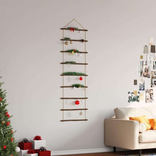 VidaXL zidni ukras u obliku ljestava 50x150 cm prirodna grana Slike