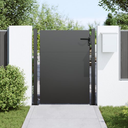 vidaXL Vrtna vrata Crna 105 x 125 cm Čelik s praškastim premazom Cene
