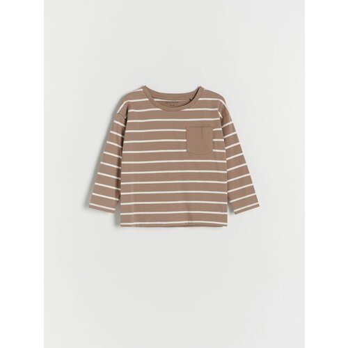 Reserved oversize črtasta majica z dolgimi rokavi - rjava Cene