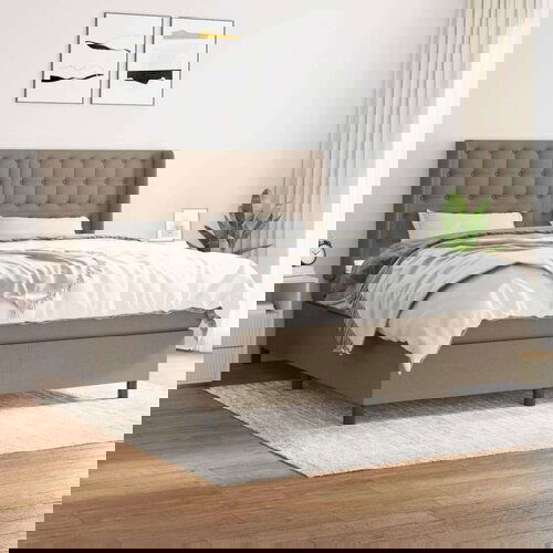  Krevet s oprugama i madracem smeđesivi 160x200 cm tkanina Slike