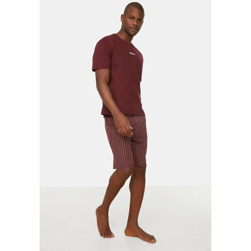 Trendyol Pajama Set - Burgundy - Striped Slike