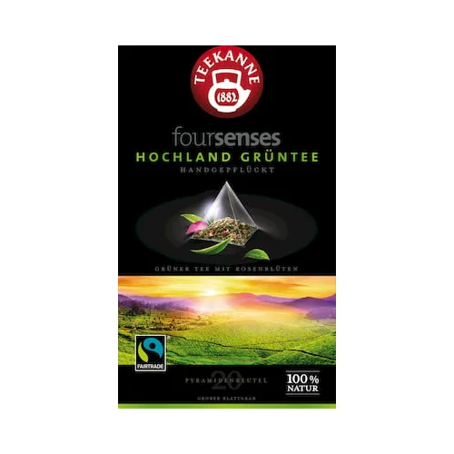 Teekanne Foursenses čajne piramide visokogorski zeleni čaj Fairtrade