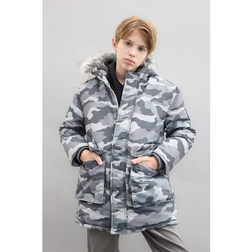 Defacto Boys Detachable Faux Fur Collar Hooded Plush Lined Parka Cene