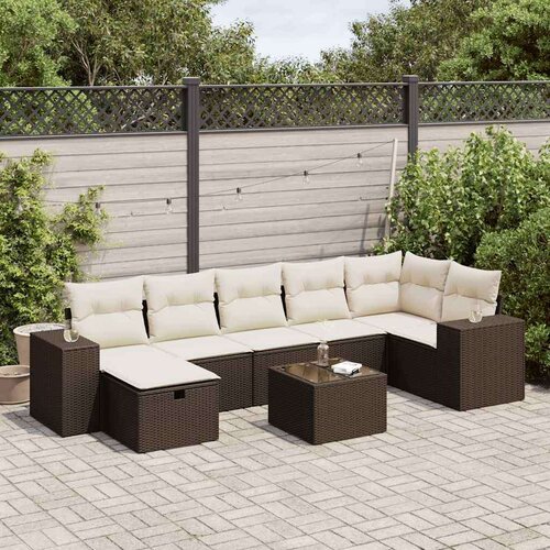 vidaXL 8-dijelni set vrtnih sofa s jastucima smeđi od poliratana Cijene