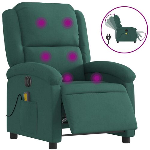 Maison Chic Električni masažni naslanjač - Relax naslanjač temno zelen žamet, (22042587) Cene