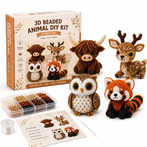 Vixson DIY komplet za izdelavo 3D živali iz perlic, 4 modeli, ustvarjalni komplet za otroke in odrasle | ANIBEAD Gozdni prijatelji, (5000436245) Slike