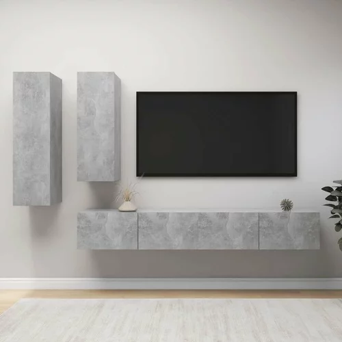  Komplet TV omaric 4-delni betonsko siva iverna plošča, (20913514)