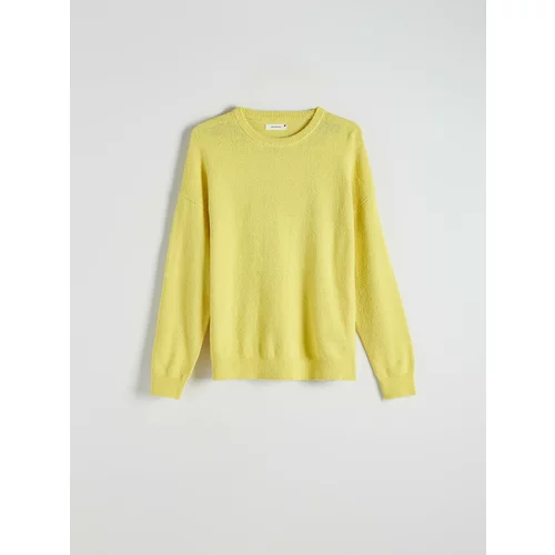 Reserved - Džemper od strukturiranog pletiva - žuta boja