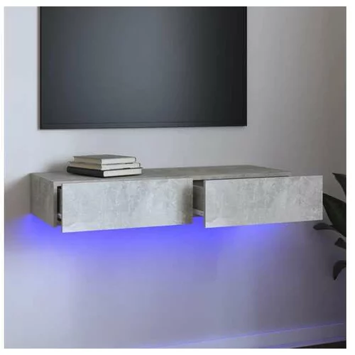  TV omarica z LED lučkami betonsko siva 90x35x15,5 cm