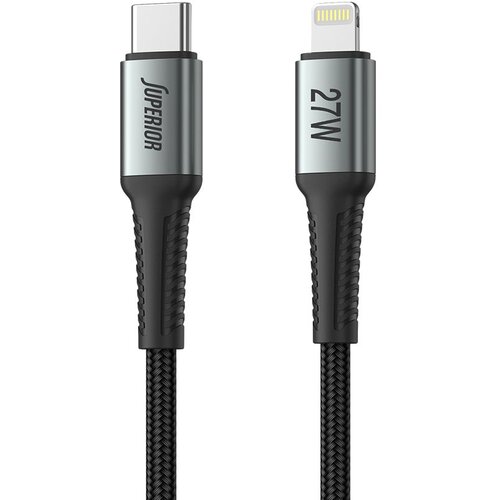 Superior usb data kabal SU-K101 pleteni 27W 3A type c na lightning 1m/ crna Slike