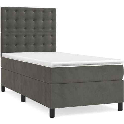 Maison Chic Box spring postelja - Vzmetna postelja z vzmetnico temno siva 90x200 cm žamet SL6999, (21906772) Slike