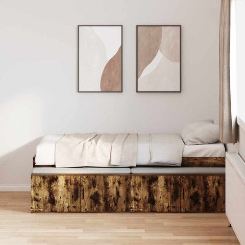  Krevetna konstrukcija s ladicama Dimljeni hrast 100 x 200 cm Cene