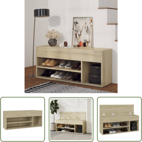 The Living Store Klop za čevlje sonoma hrast 105x30x45 cm iverna plošča - Klop Za Čevlje, (21744386) Cene