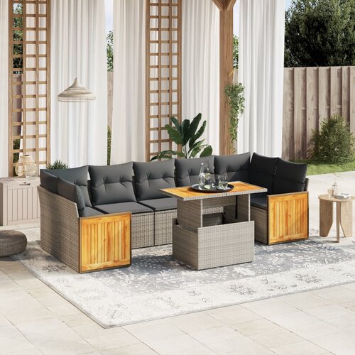 vidaXL 8-dijelni set vrtnih sofa od poliratana s jastucima sivi Cijene