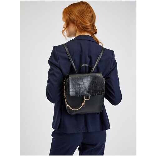 Orsay Black Womens Backpack with Crocodile Pattern - Women Cene
